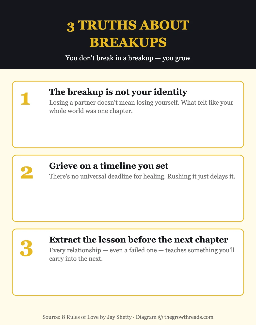 3 truths about breakups from 8 Rules of Love by Jay Shetty