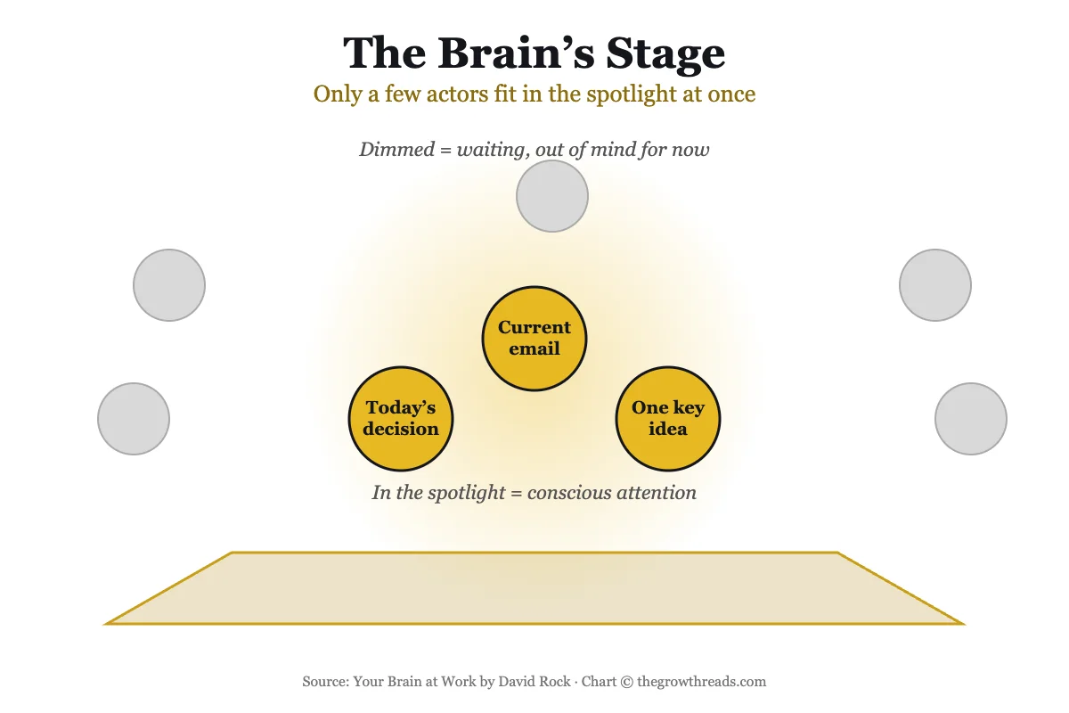 The brain's stage: only a few actors fit in the spotlight of conscious attention