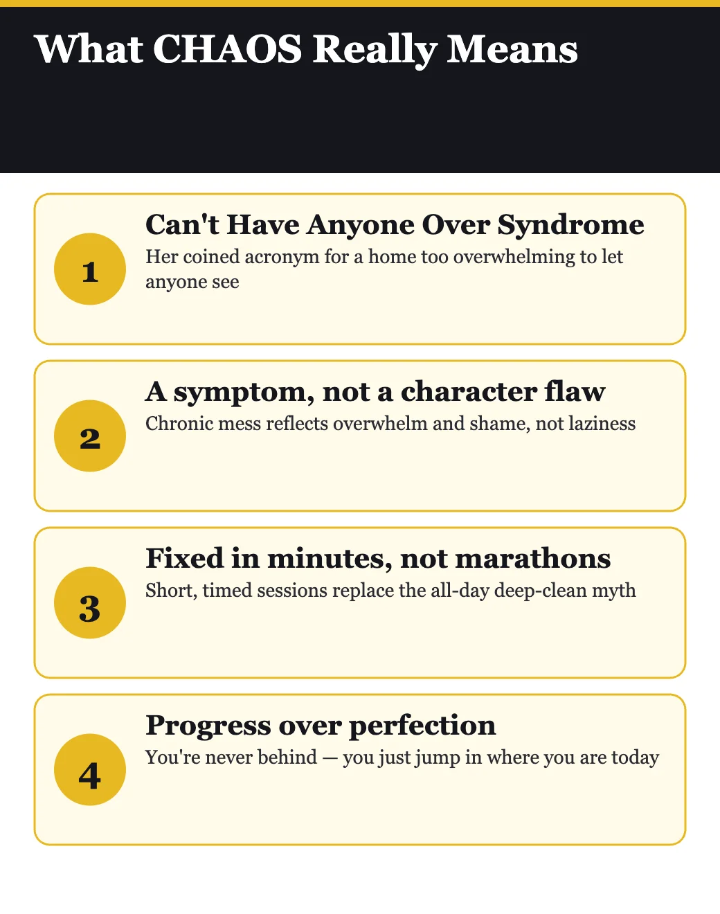 What CHAOS means in The CHAOS Cure by Marla Cilley: Can't Have Anyone Over Syndrome