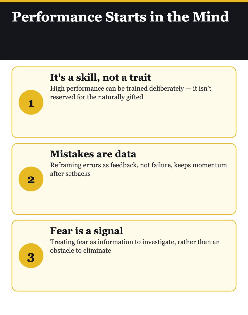 Three core mental shifts from A High-Performing Mind