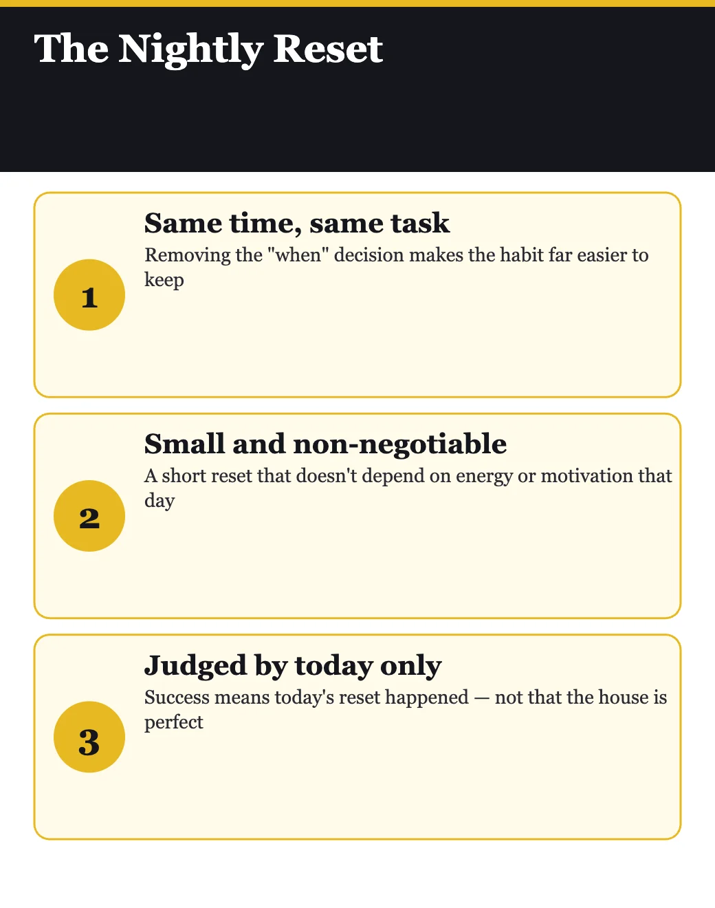 The nightly reset habit that anchors home management routines