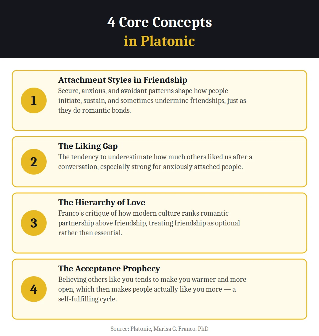 Infographic on 4 core concepts in Platonic by Marisa Franco