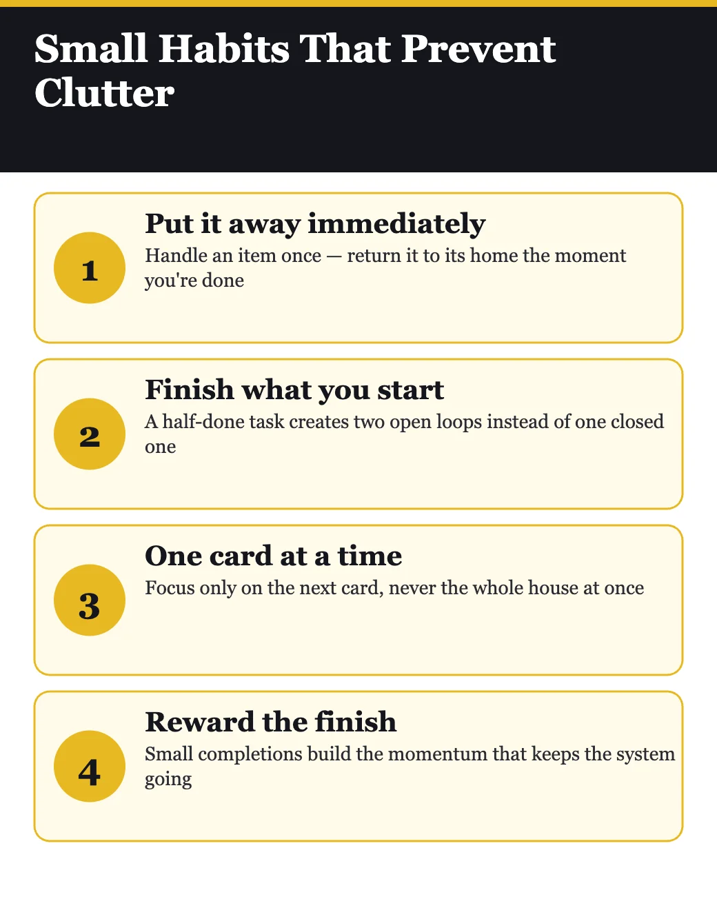 Four small habits that prevent household clutter from returning
