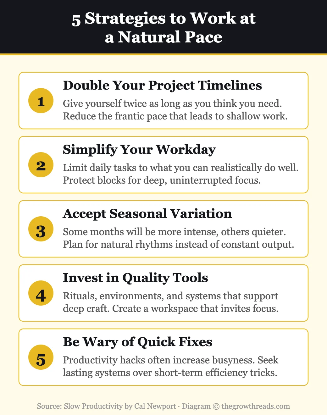 5 strategies to work at a natural pace from Slow Productivity