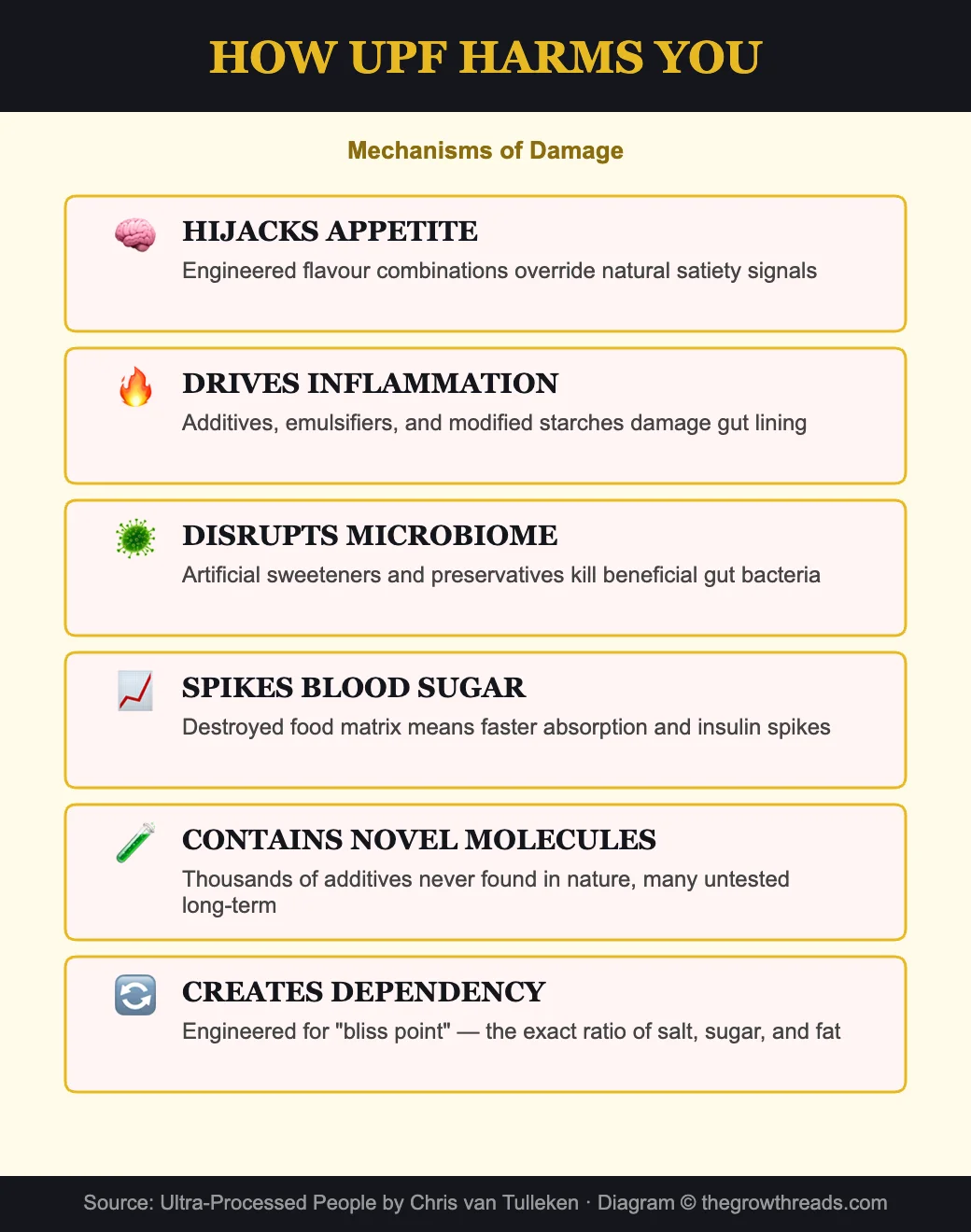 How ultra-processed food harms you - 6 mechanisms of damage