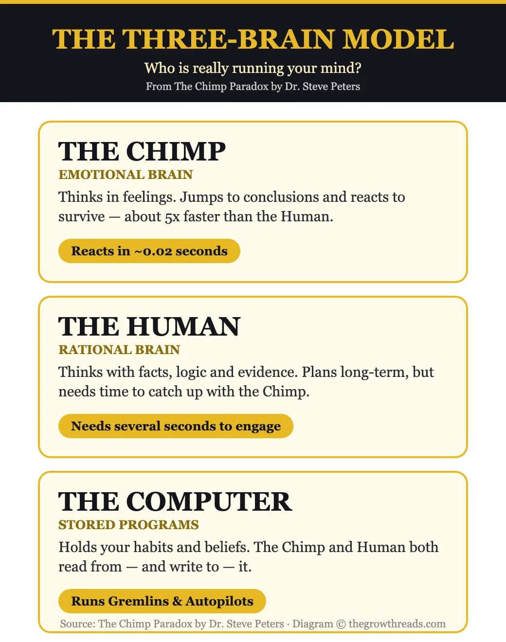 The Three-Brain Model — Chimp, Human, and Computer from The Chimp Paradox