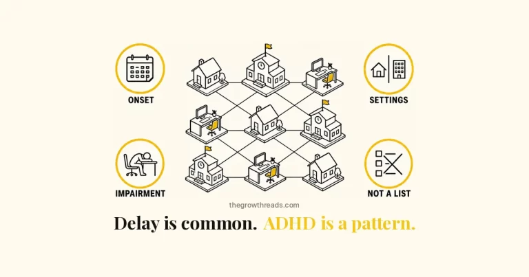 Is procrastination a sign of ADHD: delay is common — ADHD is a pattern across home, school, and work. Not a melting-clock brain.