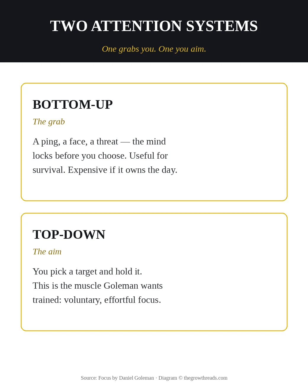Bottom-up attention grabs you; top-down attention is the muscle you aim