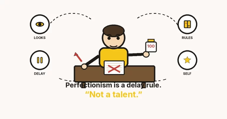 Cartoon at a desk on cream: a red-X draft and unused 100 stamp.