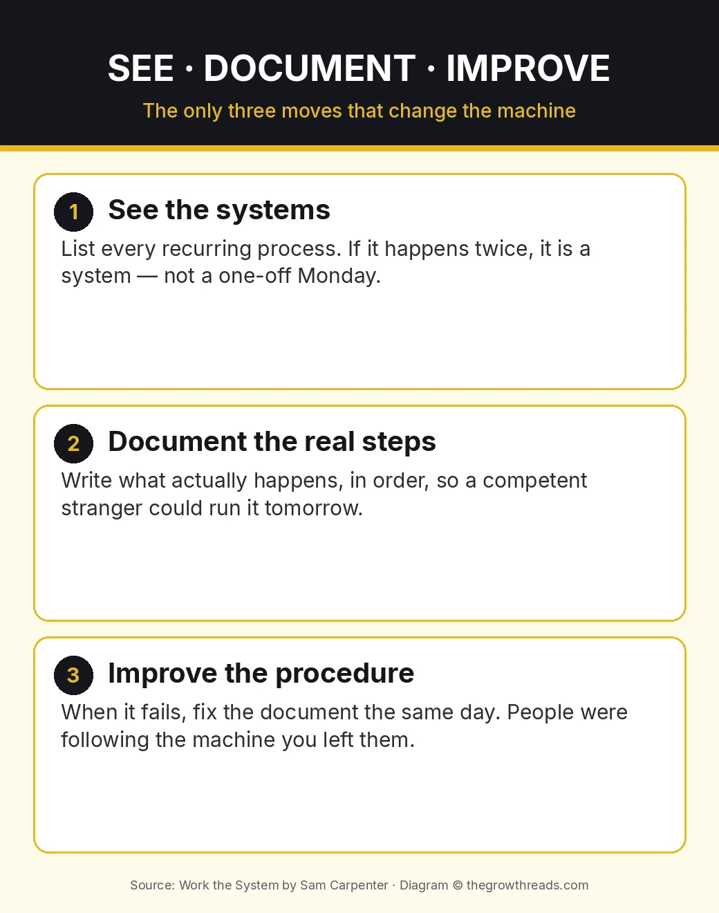 Infographic: Work the System see, document, improve