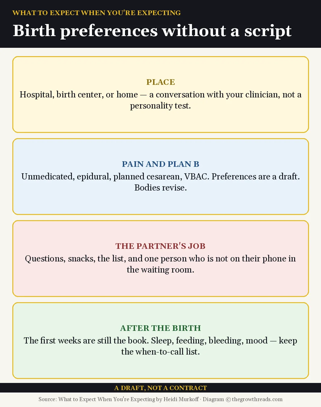 Birth preferences without a script in What to Expect When You're Expecting by Heidi Murkoff
